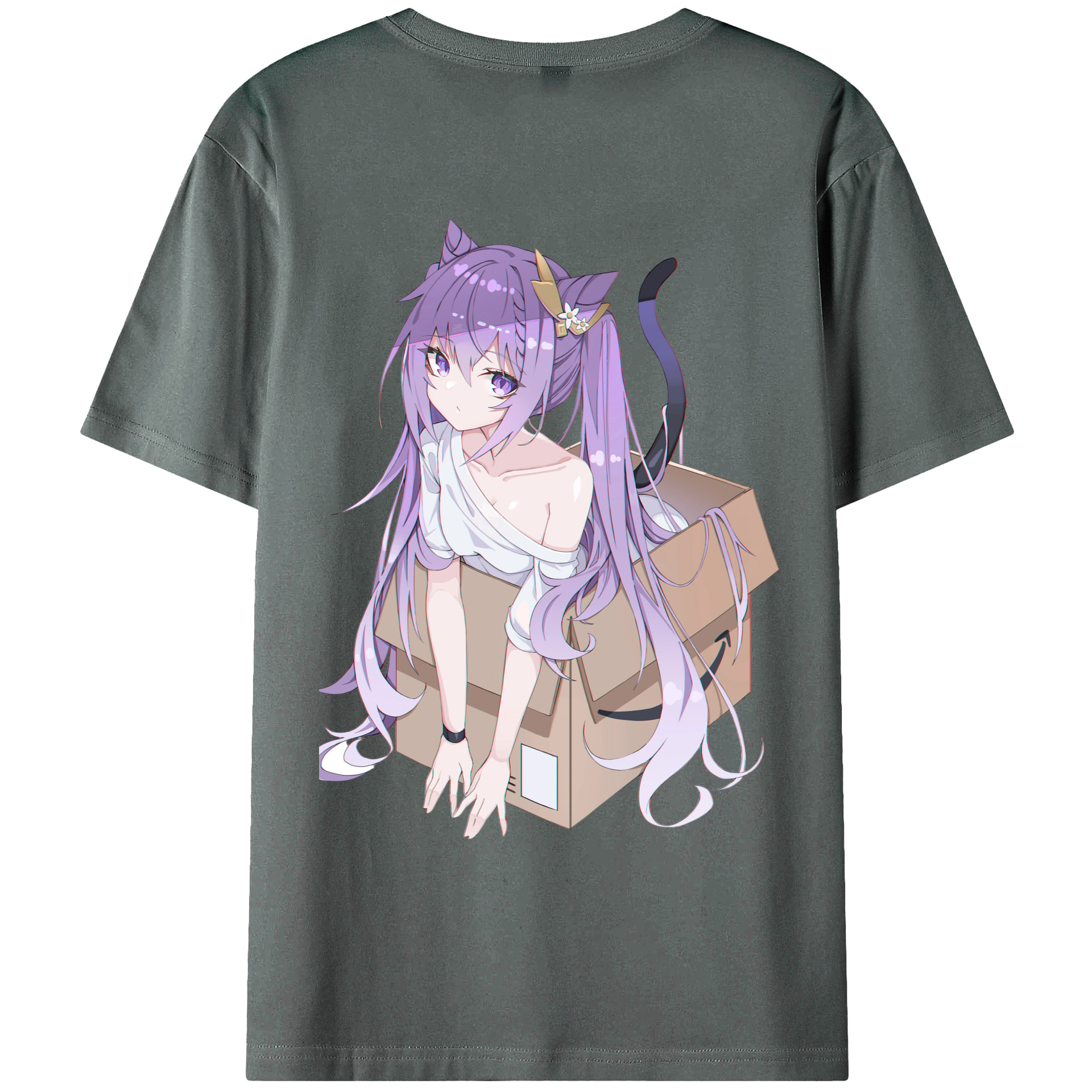 げんし神 刻晴 こくせい genshin Kokusei 綿100％ メンズ半袖Tシャツ（バックプリント） 通気性